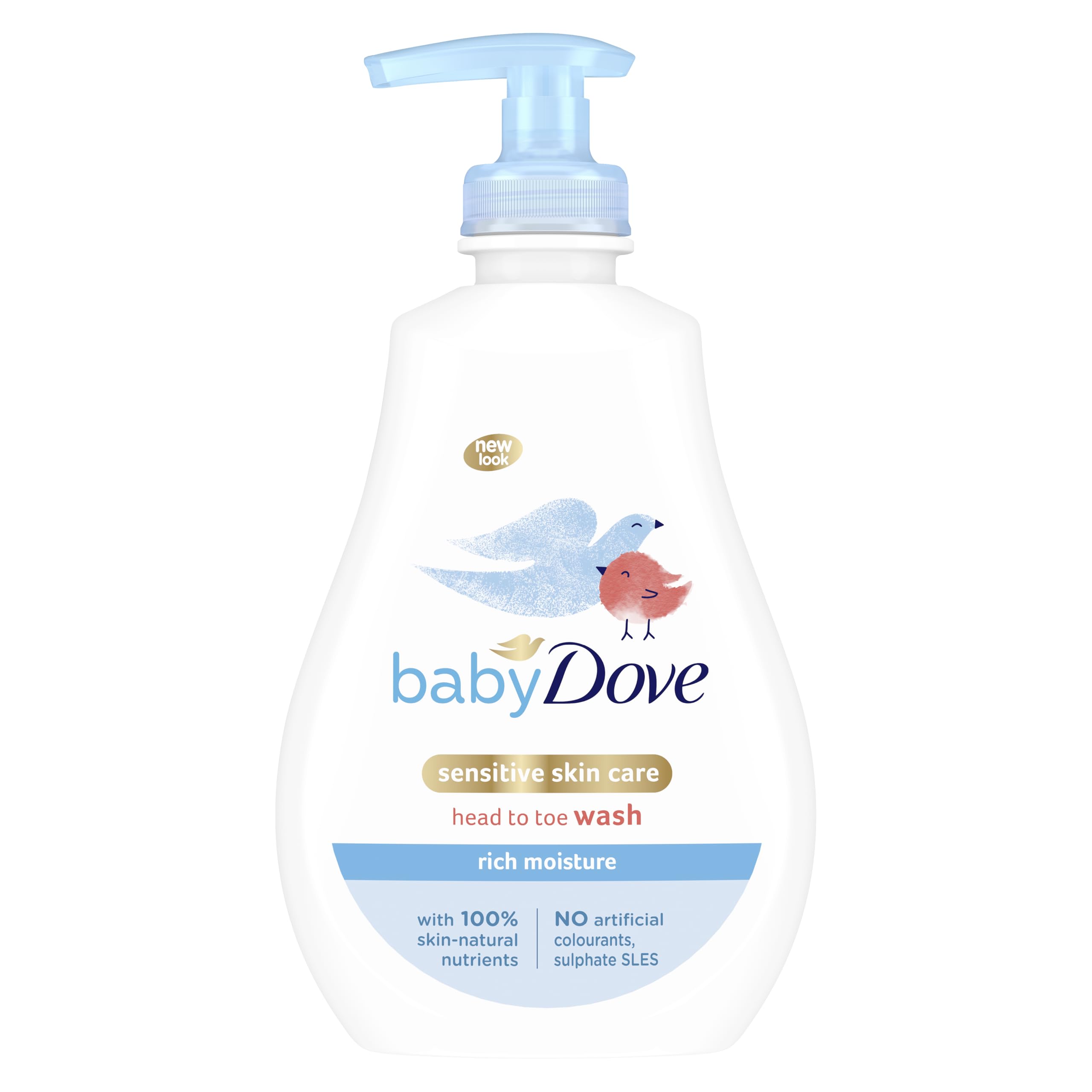 Baby Dove Rich Moisture Head to Toe Wash - Gentle & Nourishing Hair and Body Wash for Babies, Tear-Free Formula, Delicate Fragrance, Keeps Hair and Skin Soft, Ideal for Newborns - 400ml, Pack of 6