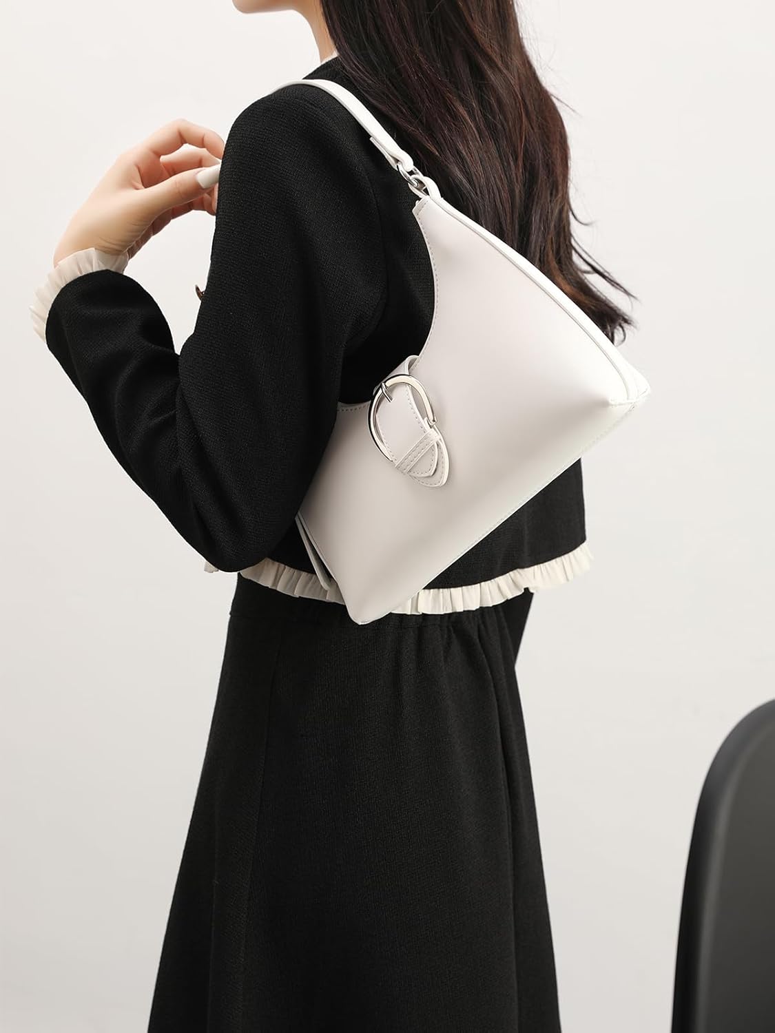 NIUEIMEE ZHOU Shoulder Bag for Women Retro Vegan Leather Tote HandBag Crossbody Bags Underarm Purses - Image 2