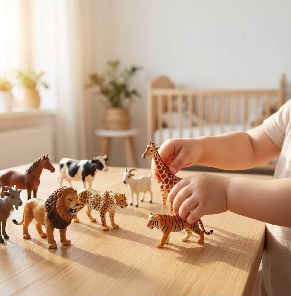 Image of SHAKTISM Farm Animal Toys Set - Realistic Farm Animal Figures for Kids, Educational Playset for Ages 3+ - Durable Plastic Toy Animals for Preschool & Toddler Learning (12038 Animal Kigdom)
