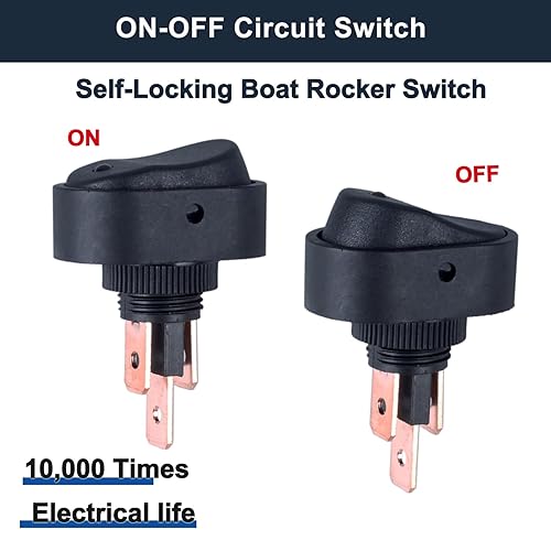 Miniatura 9 de DMWD 4 interruptores basculantes de barco con luz LED, interruptor de palanca de encendido y apagado de forma ovalada de 3 pines SPST 12 V 30 A para