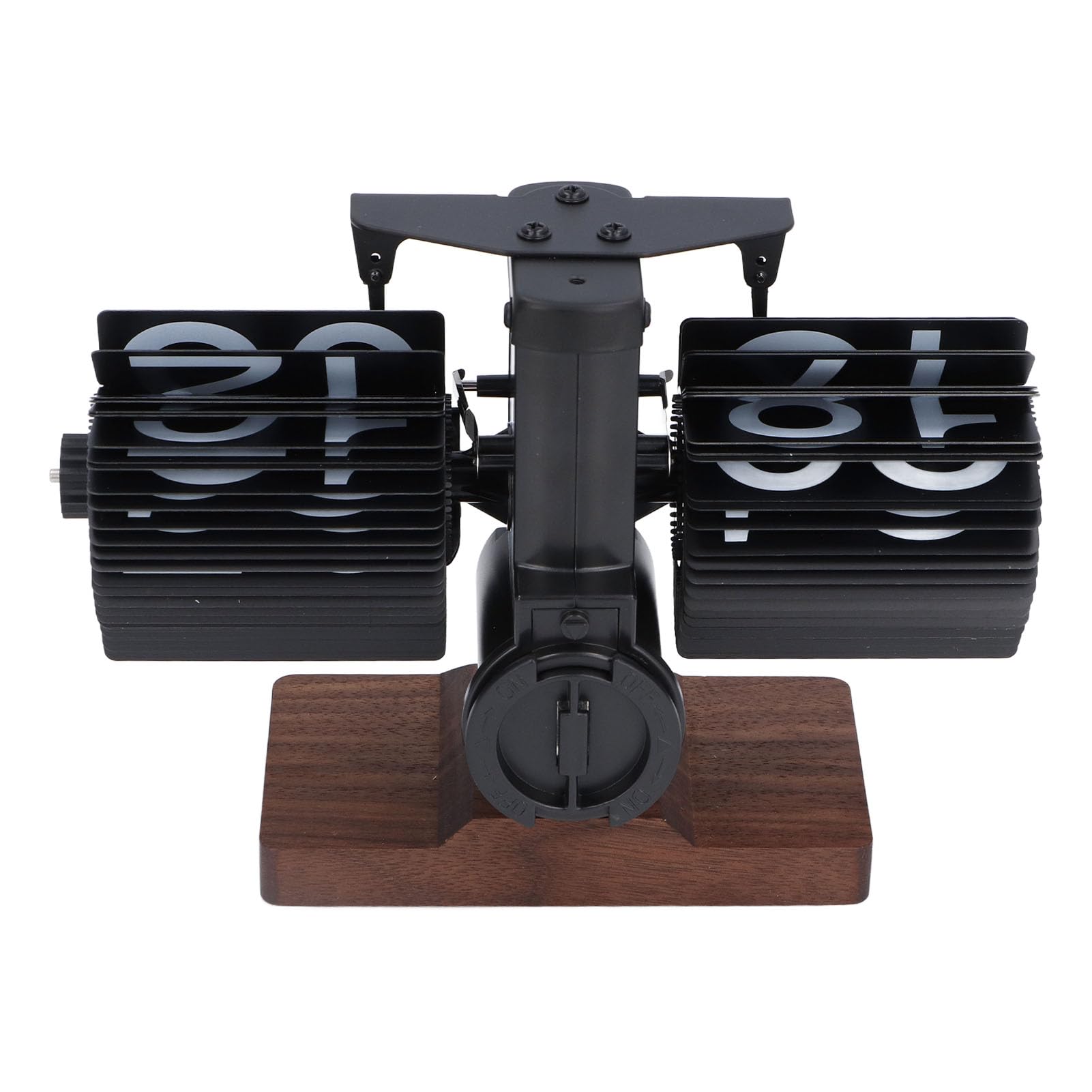 Reloj abatible Digital Retro, 24 Horas, Reloj de Giro de página automático, con Engranaje Interno, con Tapa mecánica, Funciona con Pilas, Base de Madera para el hogar, Sala de (do)