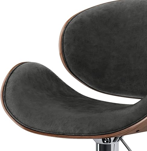 Miniatura 44 de SIMPLIHOME Marana - Taburete de bar giratorio ajustable – Silla tapizada de metal de 33 pulgadas de altura de asiento en piel sintética vegana