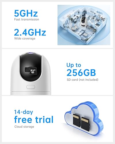 Miniatura 6 de JOOAN Cámara de seguridad al aire libre 2 cámaras en 1 HD2Kx2 5G2.4G Dual WiFi seguimiento automático de 360  Vista, IP66 impermeable 3 modos de