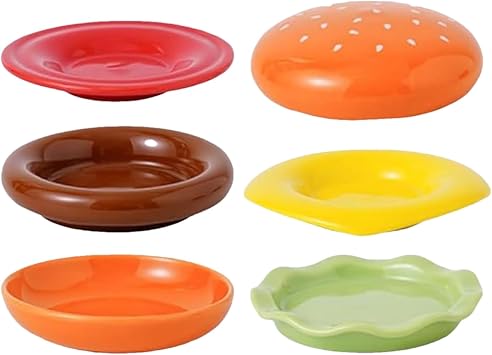 Plate Set, Hamburger Plate Set, Burgers Shape Stackable Dinnerware Ceramic Side Dishes Dessert Tableware for Birthday & Mother's Day