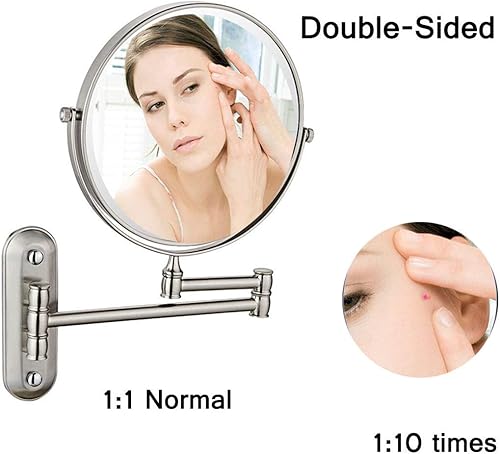 Miniatura 3 de Yu Ru Espejo de pared para baño, espejo de maquillaje montado en la pared, espejo de tocador de baño de doble cara de 8 pulgadas con aumento, brazo