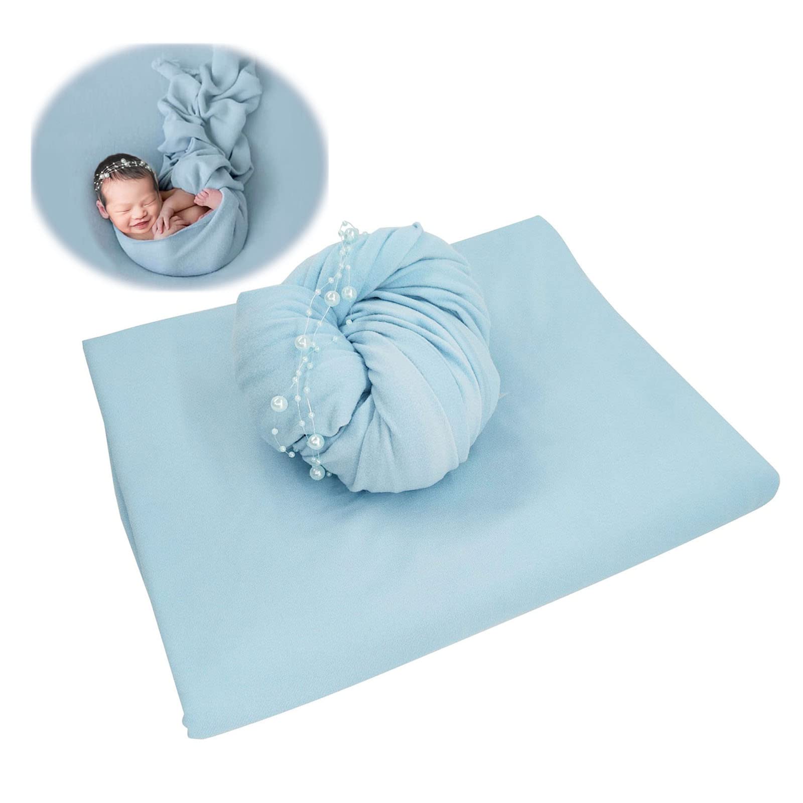 Orraphtstu Newborn Photography Backdrops Wraps Set Baby Beanbag Posing Props Stretch Fabric for Professional Photoshoot (Backdrop with Wrap, Light