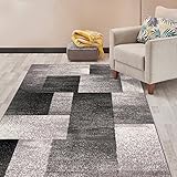 Rugshop Modern Distressed Boxes Area Rug 5' x 7' Gray