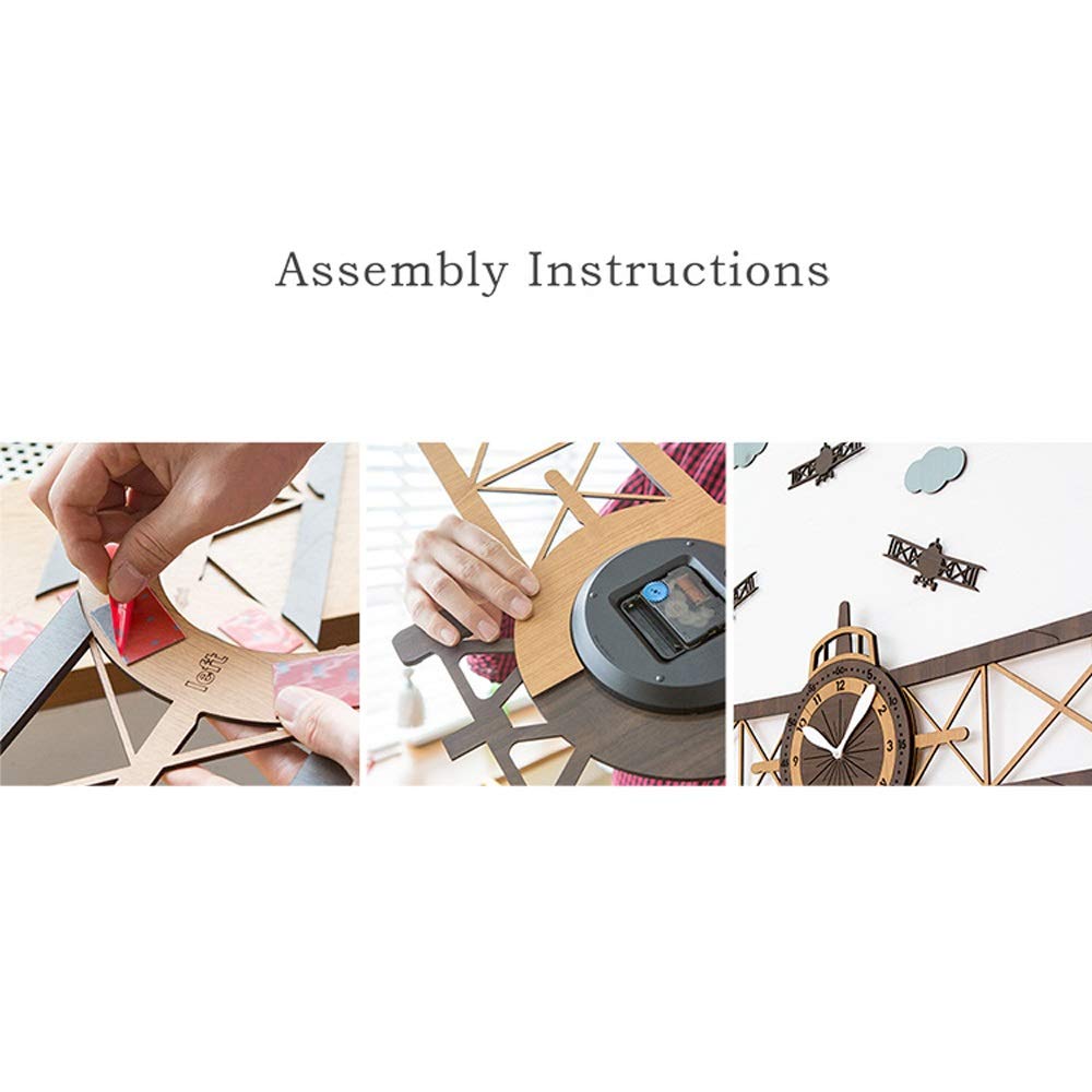 Zegar ścienny Creative Aircraft Decoration Wall Mute Prosty Zegar Kwarcowy MDF