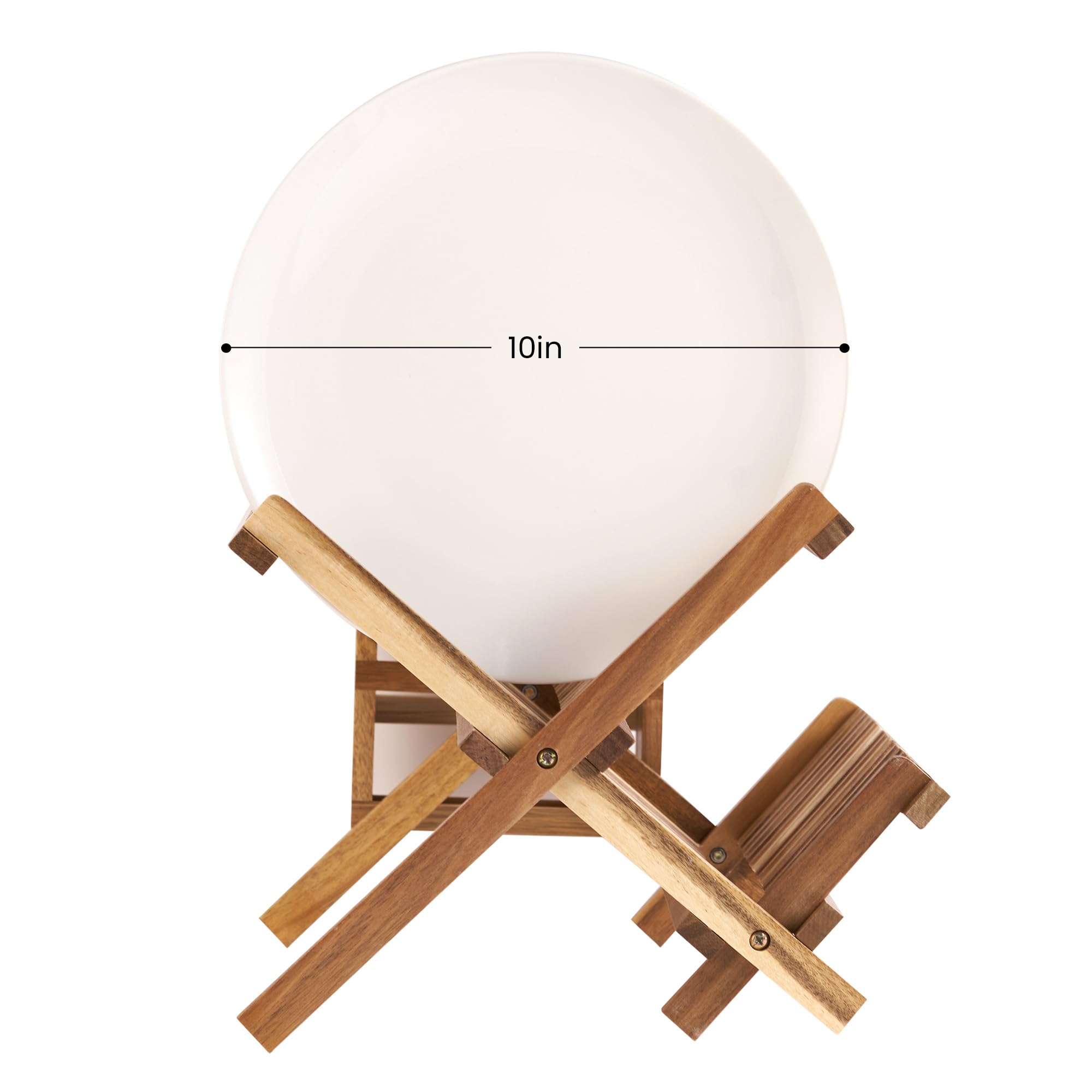 Escurridor de platos de acacia, plegable de 2 niveles con soporte para utensilios, escurridor de platos de madera grande para encimera de cocina