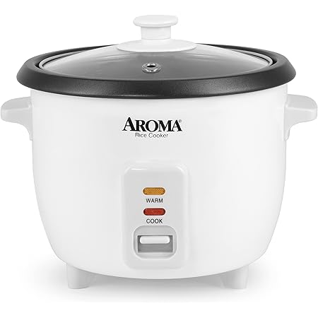 Aroma Housewares Aroma 6-cup (cooked) 1.5 Qt. One Touch Rice Cooker, White (ARC-363NG), 6 cup cooked/ 3 cup uncook/ 1.5 Qt.