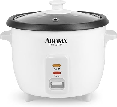Aroma Housewares ARC-994SB Rice & Grain Cooker Slow Cook, Steam, Oatmeal, Risotto, 8-cup cooked/4-cup uncooked/2Qt, Stainless Steel & Aroma 6-cup 1.5 Qt. One Touch Rice Cooker, White, 1.5 Qt.