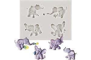 1 Pack Elephant Baby Animal Rose Flower Silicone Mold For Cake Decorating...
