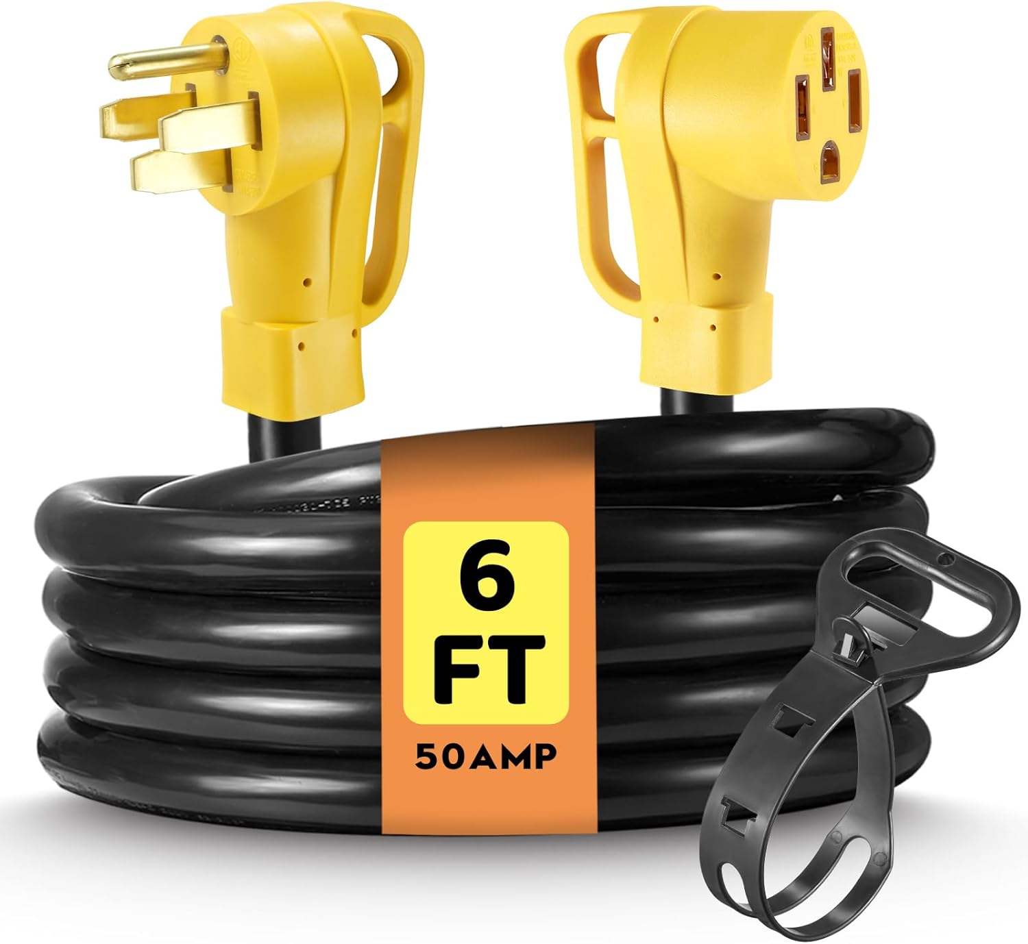 RV/EV Extension Cord Outdoor with Grip Handle, Flexible Heavy Duty Gauge 6/3AWG+8/1AWG 4 Prong25FT RV Power Cord Waterproof, NEMA 14-50P to 14-50R, ETL Listed