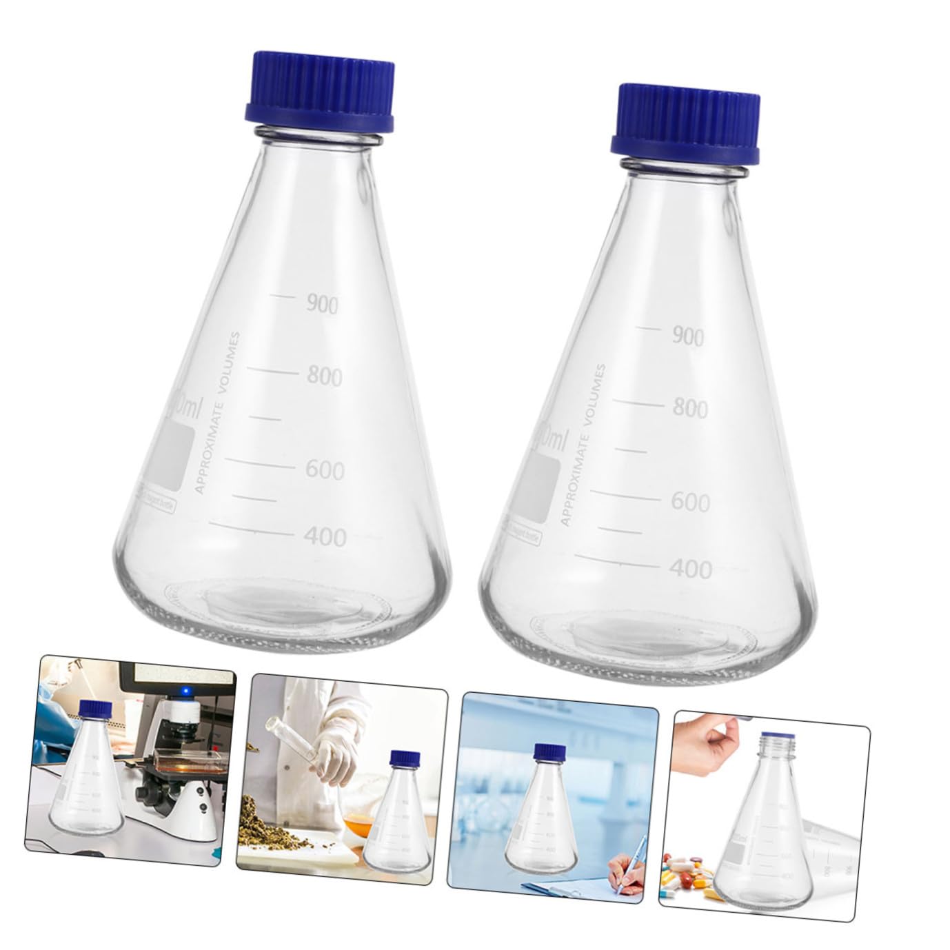 MAGICLULU 2 Pièces Fioles Coniques Verre pour Expériences Fioles de Laboratoire avec Graduation Claire pour Matériel Expérimentation