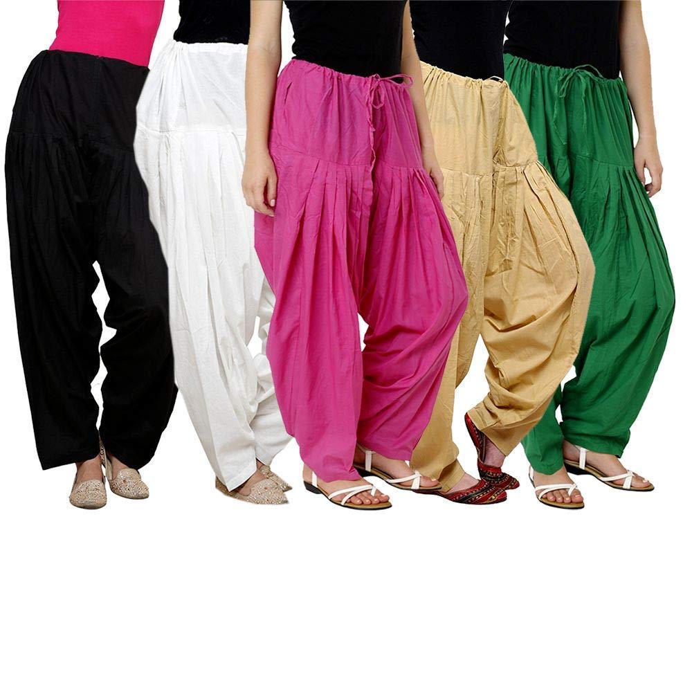Cotton Salwar for Women and Girls Combo 5_Multicolor_Free Size (Black,White,Dark Pink,Skin,Green)-image-48