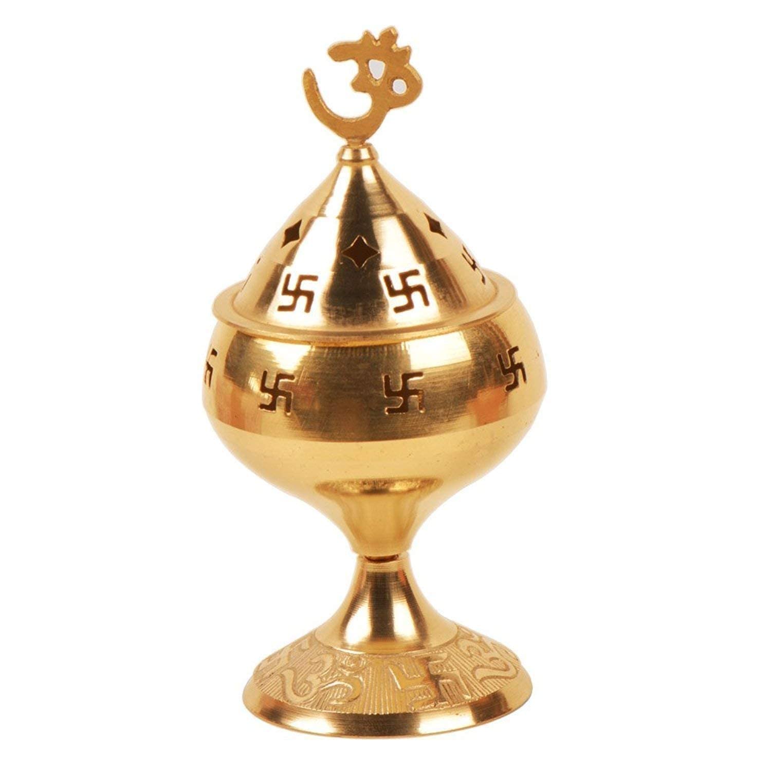 Quace 4.5cm Brass Table Diya for Diwali Pooja Festivals Golden Long Lasting