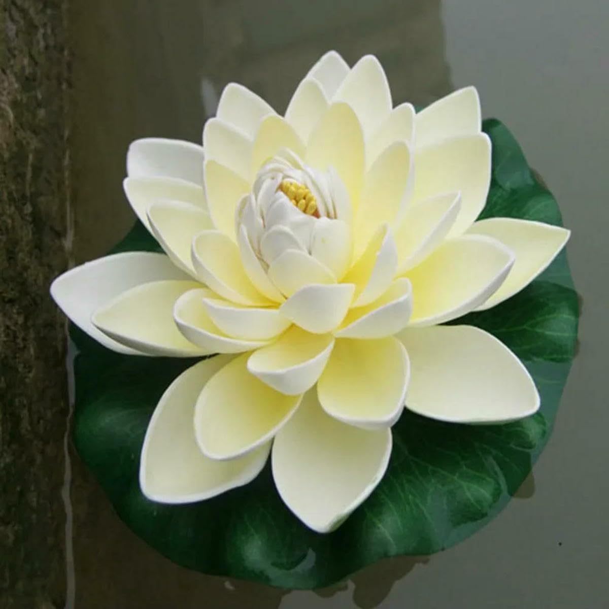 18cm Artificial Floating Water Lily Lotus Leaf Flower Pond Aquarium Decoration Landscape Garden Pond Decor-white
