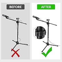 Vista 4 de AW Soporte de brazo de micrófono con clips de micrófono duales, trípode ajustable, soporte de teléfono para rendimiento, canto, boda, escenario y al