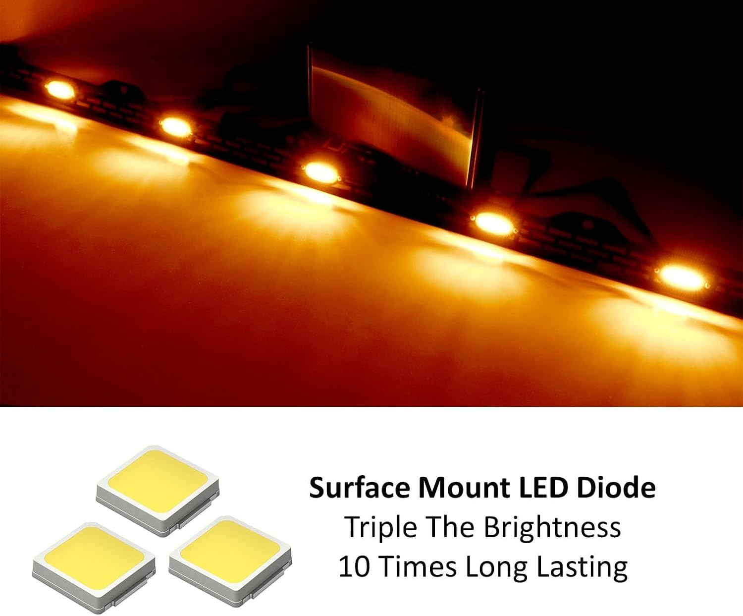 iJDMTOY Clear Lens Amber Yellow Full LED Front Upper Hood Bulge Insert Replacement Lighting Kit Compatible with Toyota 2014-2021 Tundra