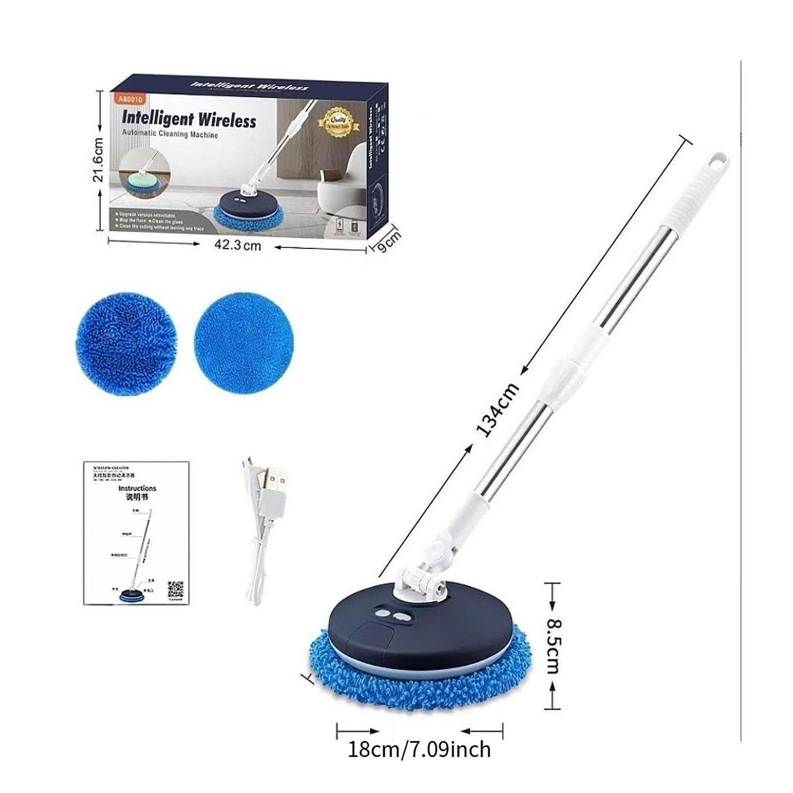 Fregona Eléctrica, Fregona Limpiacristales, Versátil, Limpiador de Suelos, Mango Regulable, para Ventanas, Coches, Hogar Y Suelos , Azul con Limpiaparabrisas
