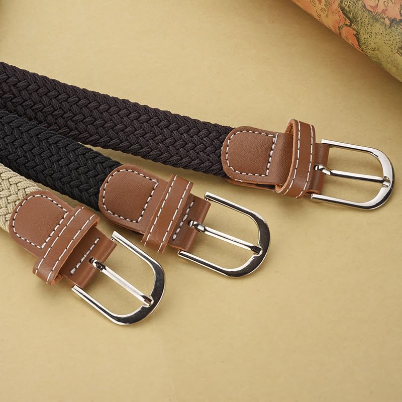 2 Pack Belt for Men,Mens Gift Stretch Braided Web Belt Elastic for Casual Jeans(30-34in)4