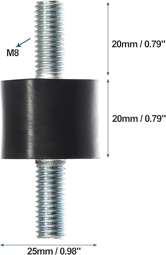 Miniatura 3 de X AUTOHAUX 4 piezas M8 - Amortiguador aislante de goma antivibración para automóvil, 0.984 x 0.787in, montaje de bobina de goma, soportes para