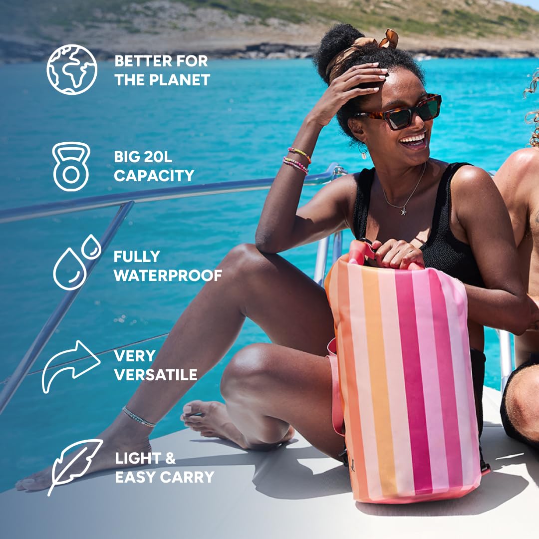 Dock & Bay Wasserdichter Dry Bag – IP66 wasserdichte Tasche mit Roll-and-Clip-Verschluss, mit einem Crossbody-Gurt, aus recyceltem Polyester, leicht und einfach zu tragen, Miami Sorbet, M, Mittlere