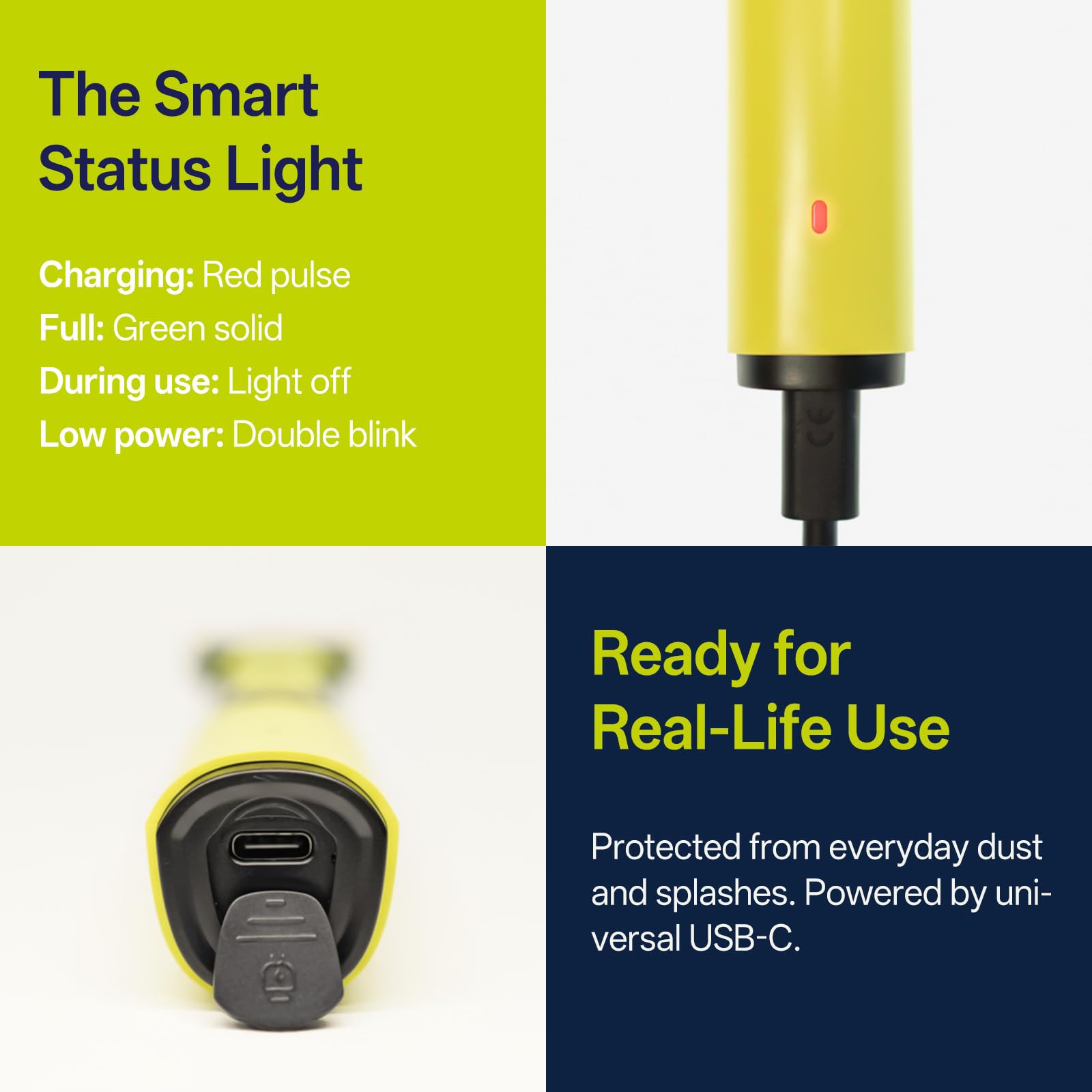 Kit de aseo 3 en 1 para hombre, afeitadora eléctrica con luz LED, recargable por USB-C, IPX6 para cuerpo húmedo/seco, cabezal recortador de nariz, cabezal recortador de detalles, peines guía de 1 a 6