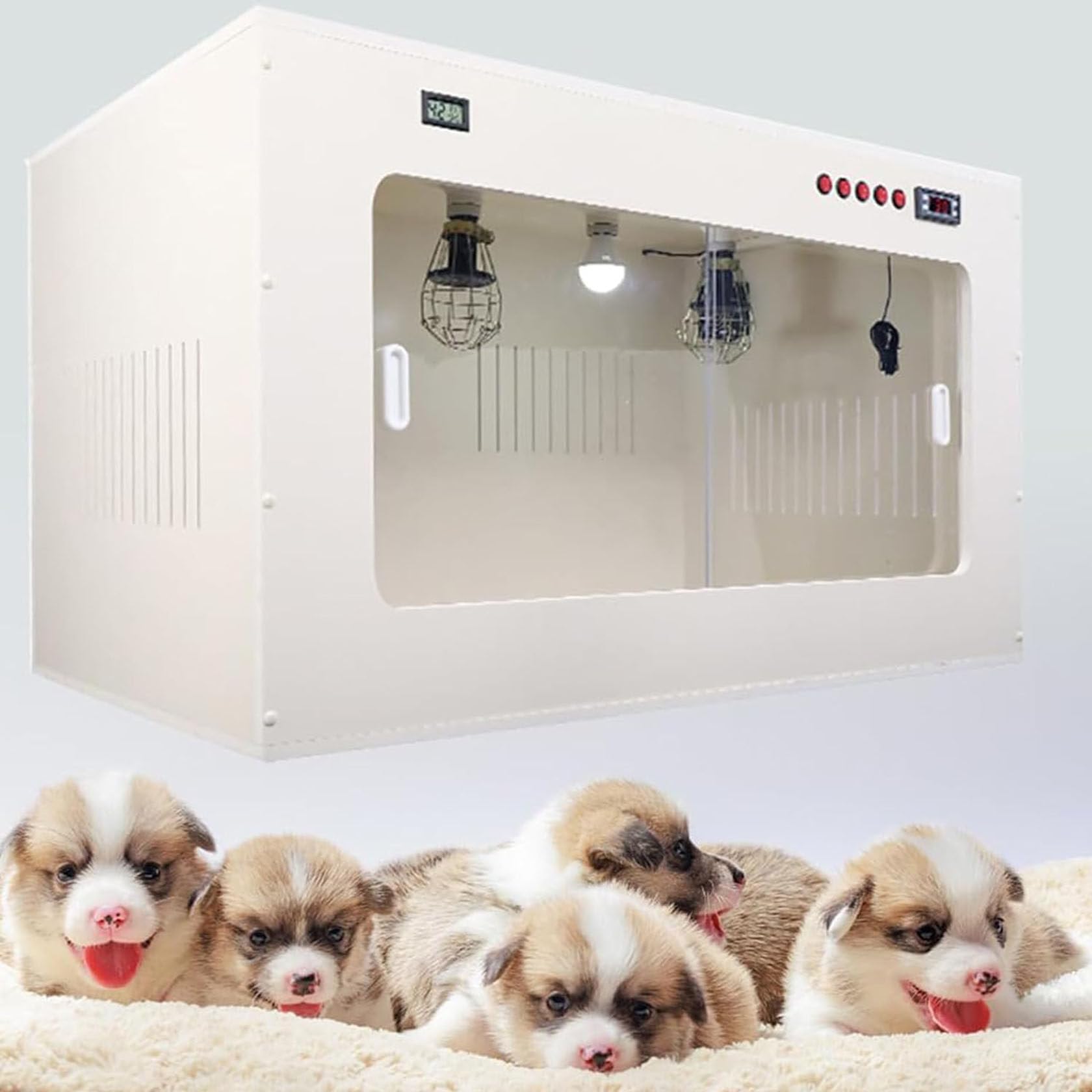 Incubadora grande para cachorros, guardería inteligente para perros y gatos, caja para mascotas recién nacidas con calentador, caja esencial para cachorros, gatitos y animales pequeños