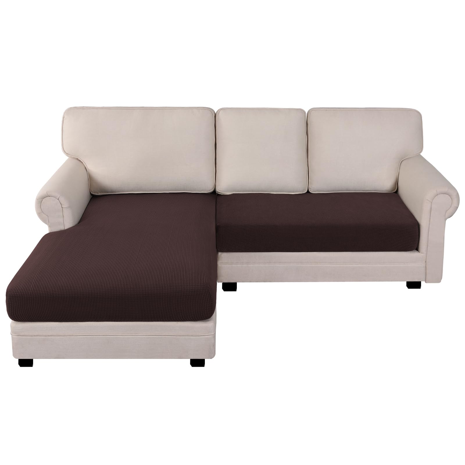 BellaHills Copridivano Elasticizzato, Telo Copridivano Universale con Penisola a Sinistra/Destra per Divani Forma di L Elasticizzato, Copridivano Antigraffio Gatto (2 Posto + Chaiselongue, Marrone)