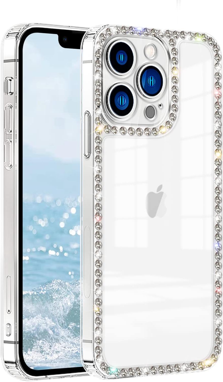 Fycyko Phone Case for iPhone 13 Pro Max Case with Sparkle Diamond Rhinestone Glitter