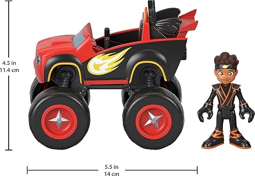 Miniatura 9 de Fisher-Price Blaze and The Monster Machines - Juego de figuras y camión de juguete, Blaze &amp; AJ, juego de carreras preescolares a partir de 3 años
