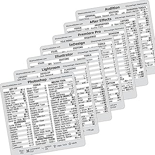Synerlogic Electronics SYNERLOGIC Adobe Collection (7-in-1) Quick Reference Keyboard Guide Shortcut Laminated Vinyl Sticker, Compatible with Any MacBook or PC