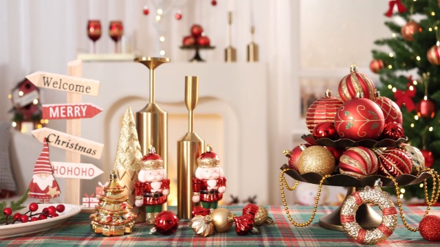 Ornamenti di palline di Natale in seta 9 pezzi / 8 cm Decorazioni di ghirlande di ghirlande di ghirlande vintage di lusso per la decorazione della festa nuziale della casa dell'albero di Natale delle