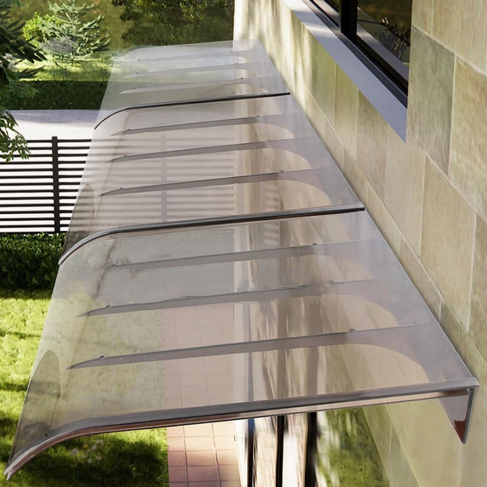 Outdoor-Fenster-Türüberdachung – Polycarbonat-Terrassenmarkise, Regenschutz, braun (40,6 - 200,9 cm Breite) – UV-Schutz, wetterfeste Dachabdeckung