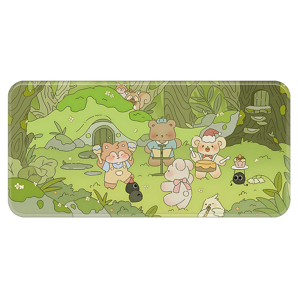 PERFECTSIGHT Forest Concert Desk Mat Kawaii Animal Party Large Mouse Pad XXL Desk Pad Gaming Mousepad Extended Keyboard Mat 31.5 x 15.7 in Laptop