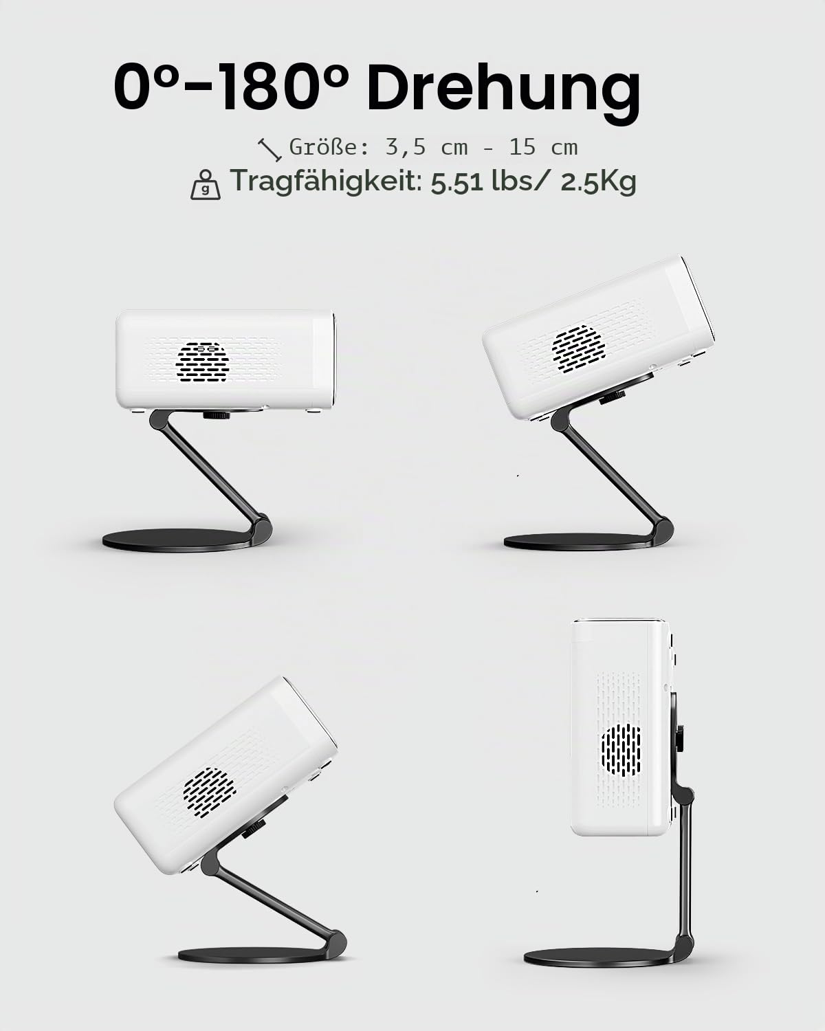 Aurzen Faltbare Beamer Halterung Ultrakompakt | 180° schwenkbar & Schnellaufbau | Projector Stand Universal kompatibel mit den Meisten Projektor für Benq,Wimius,Yaber,Acer (1/4 Zoll Gewinde) Ständer