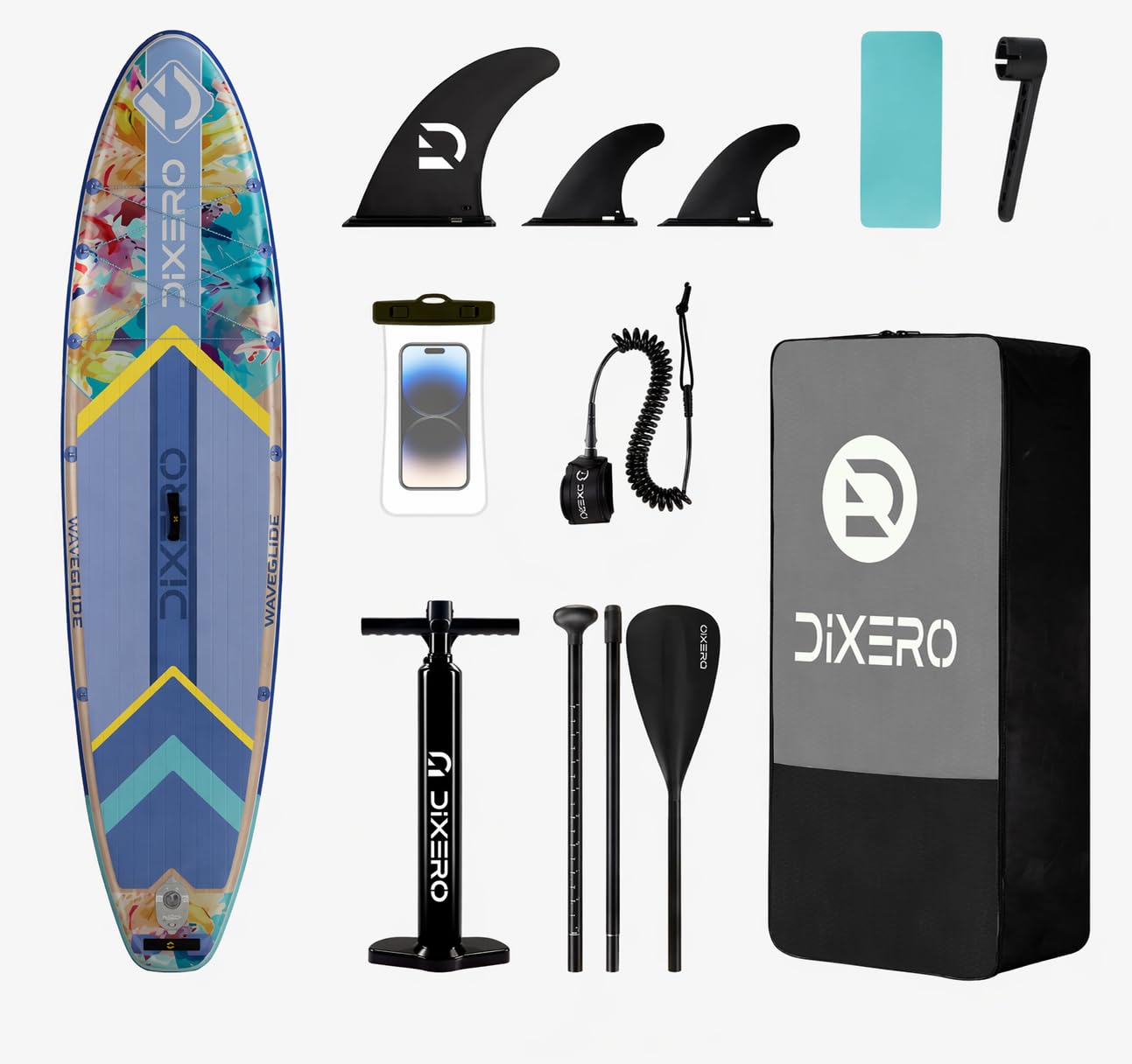 COIL SUP Board – nadmuchiwana deska SUP – kompletny zestaw – wodoszczelny pokrowiec na telefon komórkowy – stabilny, lekki, z wiosłem, z pompką, akcesoria