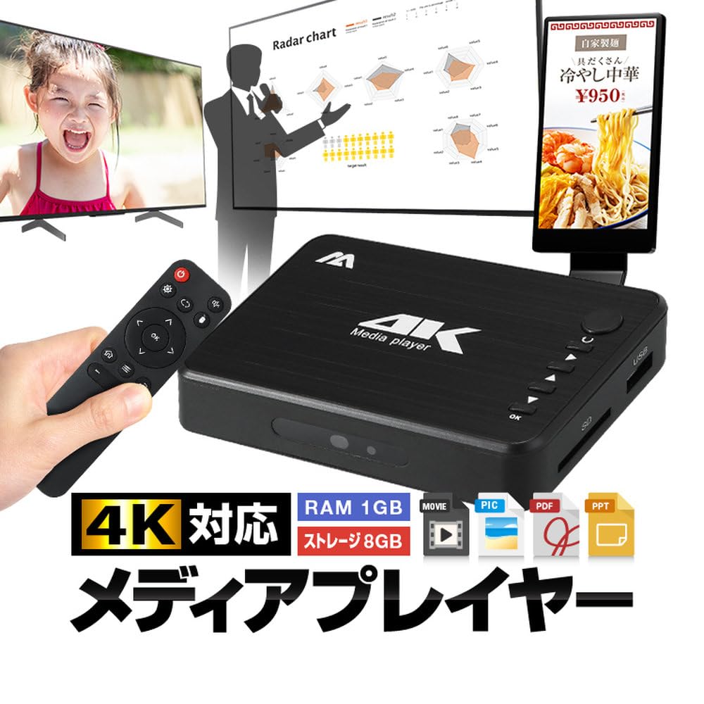 Amazon | Lifepower メディアプレイヤー PPT/PDF再生対応 横縦表示 RAM