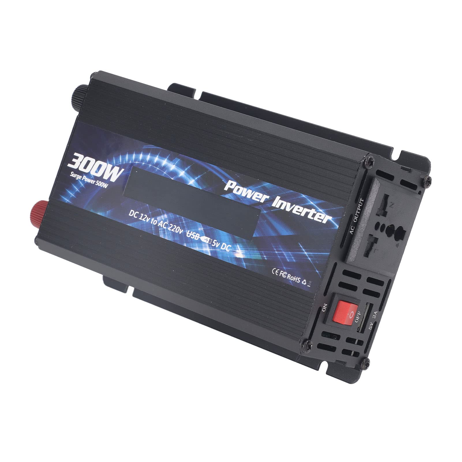 Convertidor de Potencia para Coche de 300W, Cargador Inversor de CC a CA Compacto y Potente para Viajes, Camping, Uso de Aluminio (Negra)