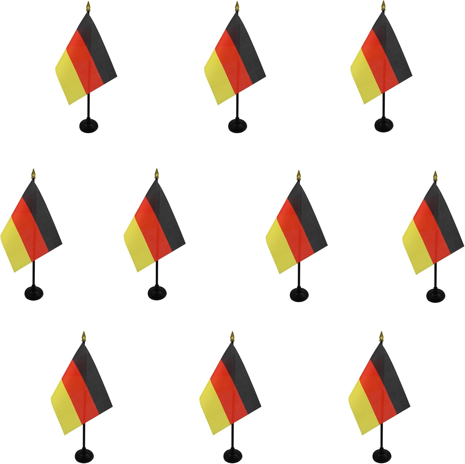 AZ FLAG Set of 10 Mini Germany Table Flags – 15 x 10 cm – 10 German Office Flags 100% Polyester with Golden Dot Pole
