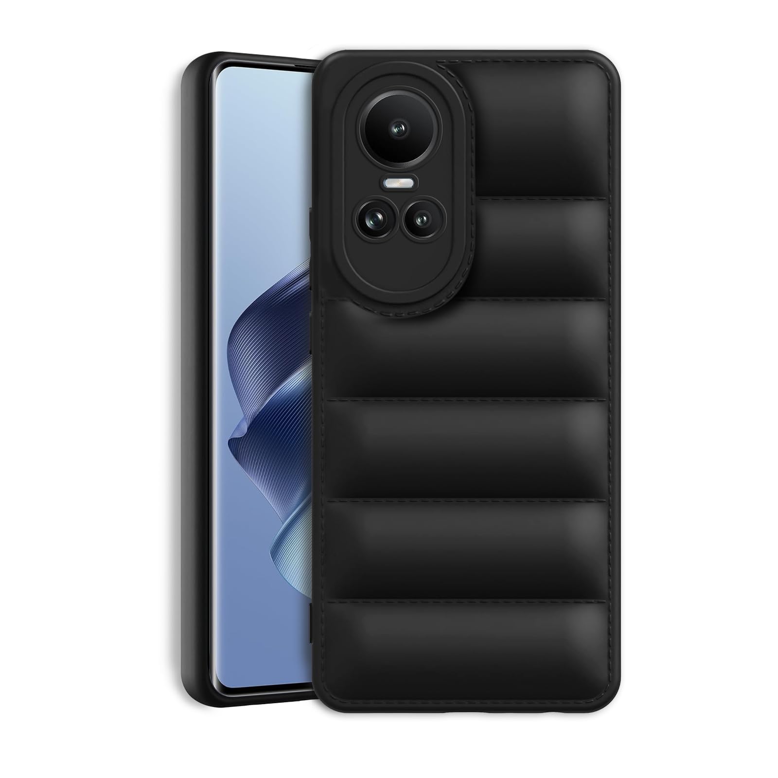 Amazon Brand - Solimo Puffer Case Camera Protection Soft Back Cover for Oppo Reno 10 Pro 5G - Black (B0CQT848XP) Amazon Price History, Amazon Price Tracker