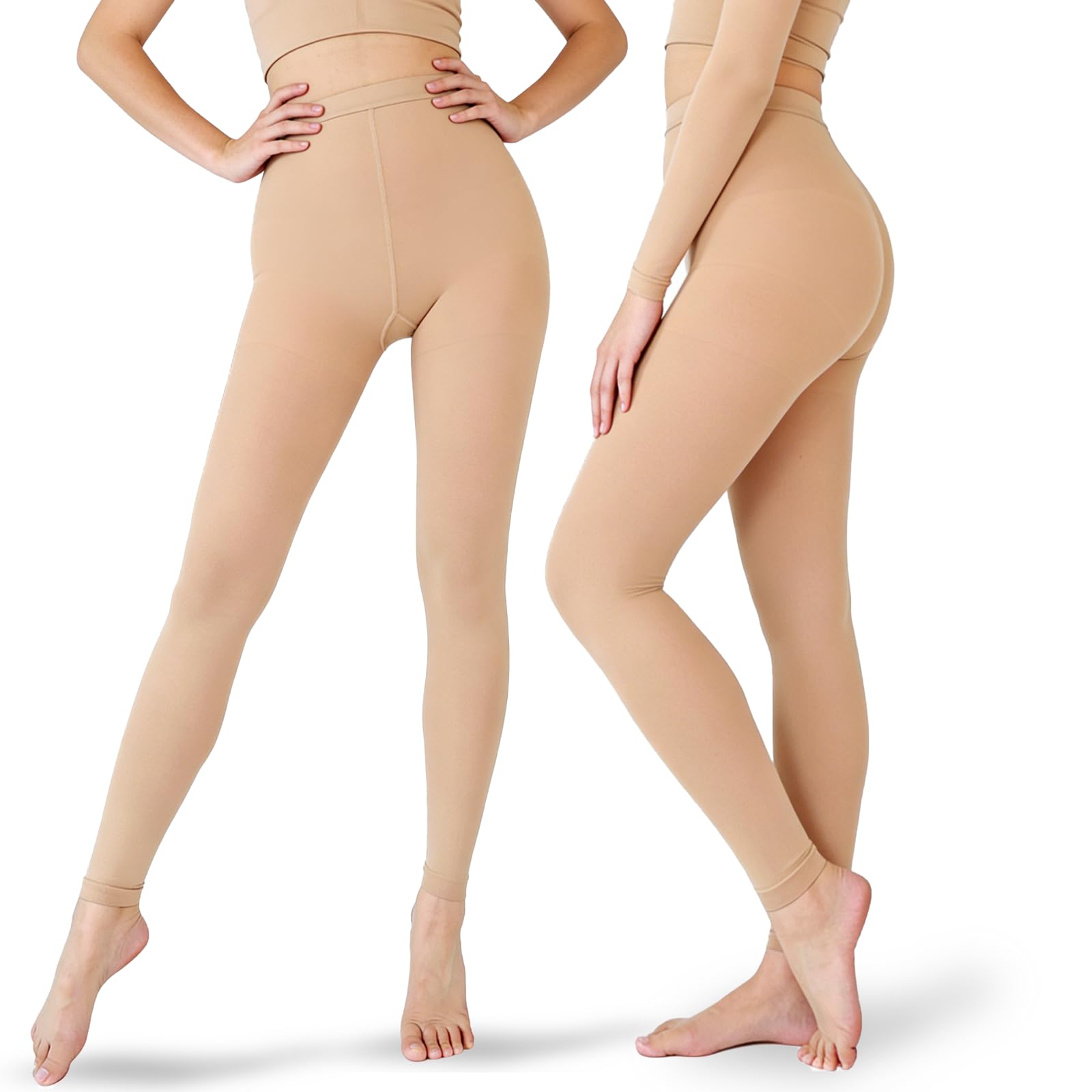 Medizinische Kompressionsstrümpfe Damen, 20-30 mmHg Kompressionsleggins | 2 Paar Kompressionsstrumpfhose Klasse II, Lipödem Leggings für Krampfadern, Ödeme, DVT, Cellulite S-2XL