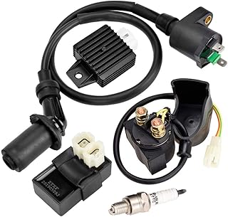 HIAORS Gy6 Ignition Coil AC CDI Box Solenoid Relay Voltage Regulator Spark Plug for Tomberlin Crossfire 150R American Sportworks 150 GTS 150cc Go Karts Gy6 150cc Engine Scooter Moped Part