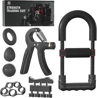 Hand Grip Strengthener Set(7 Pack), Hand Excerciser and Wrist Strengthener kit with Ajustable Grip Strength Trainer, Hand Extension Exerciser, Relief Ball and Forearm Workout Ring & Stress Relief Ball, Forearm Workout Equipment for Muscle Development
