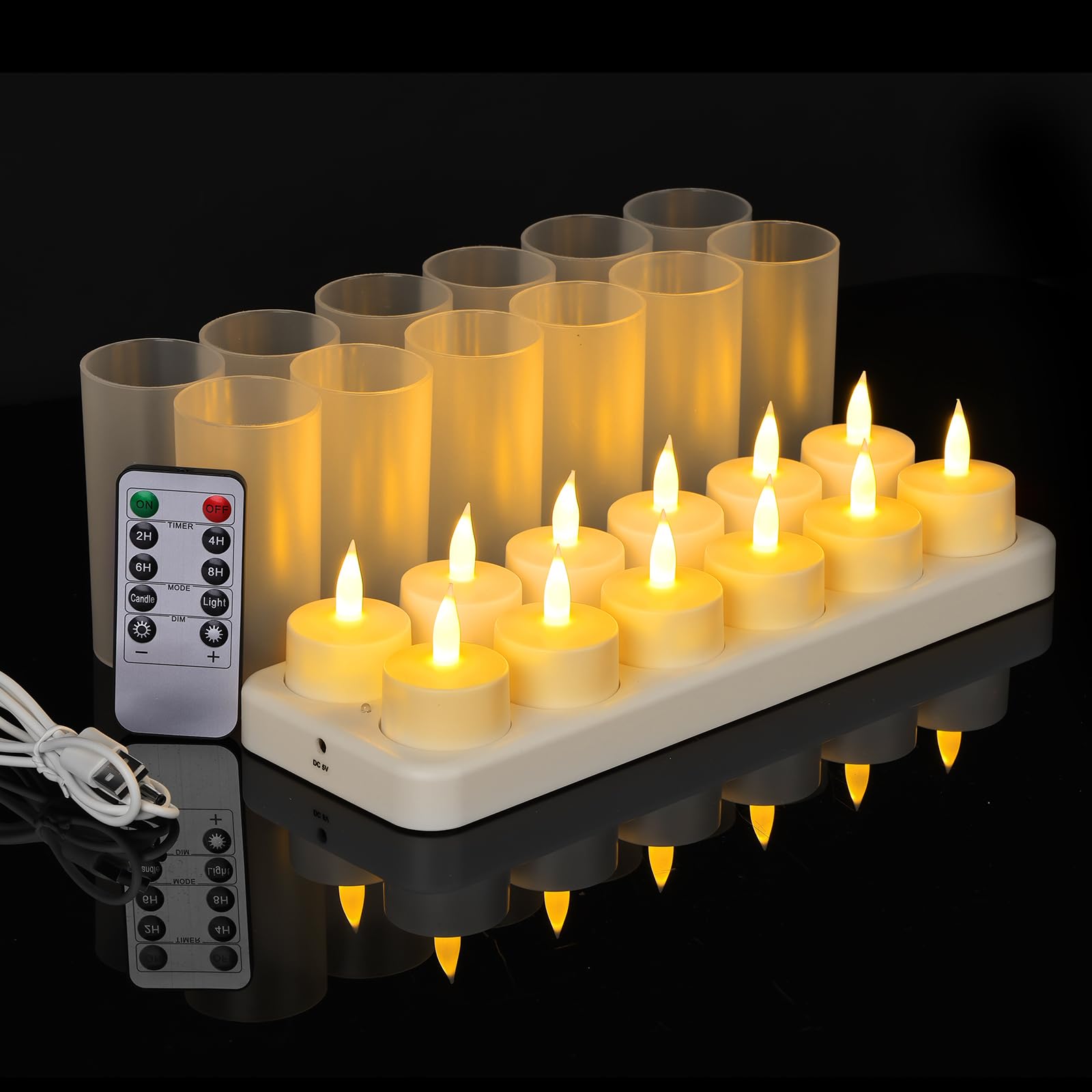 12 Candele LED Ricaricabili con Stazione di Ricarica Magnetica, Candele