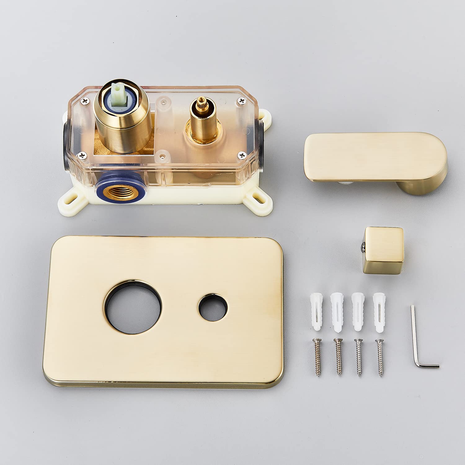 Brushed Gold Rain Shower System with 12 Inch LED Shower Head and Brass ...