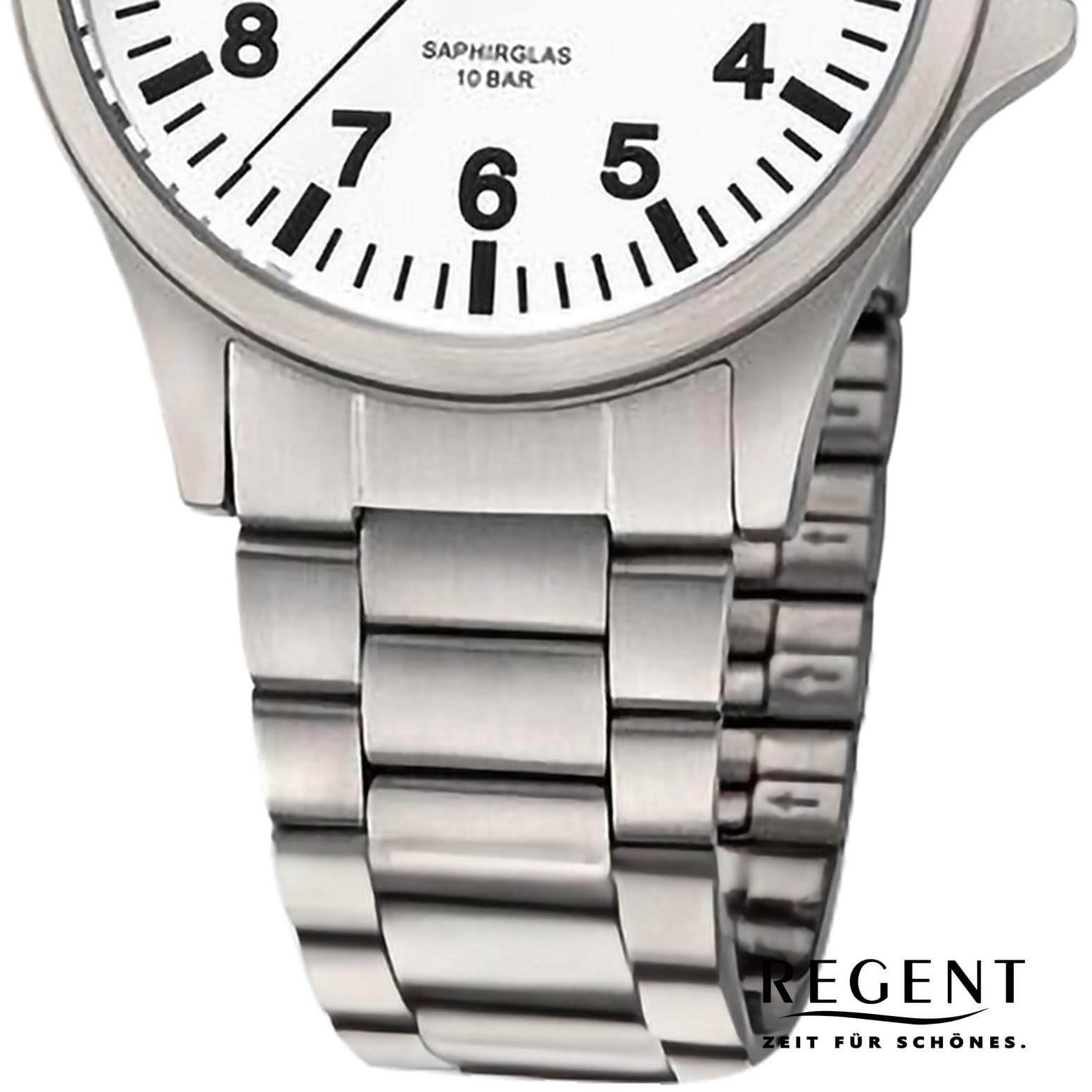 REGENT Zegarek tytanowy unisex z bransoletką 36 mm analogowy 10 ATM szkło szafirowe 1969.90.99, Taśma tytanowa, biała