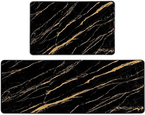 Vista 236 de TOMWISH - Tapetes de cocina para piso, color turquesa, gris, abstracto, pintura artística, 17 x 48 + 17 x 24 pulgadas, juego de alfombras de cocina