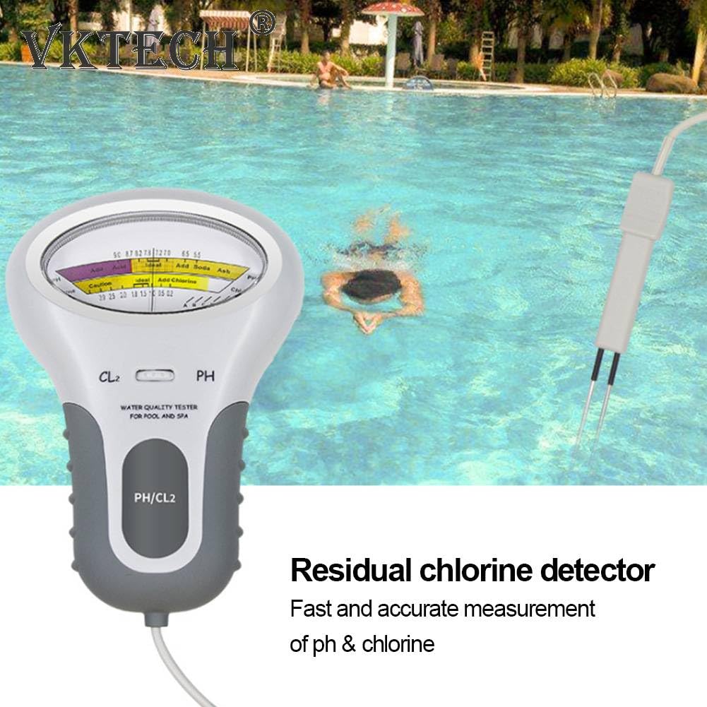 Tester PH 2 in 1, Dispositivo per Test della qualità dell'Acqua, Misuratore di Cloro PH CL2 Misuratore per Cloro d'Acqua Spa per Piscine, per Piombo PH Cloro Durezza Bromo Ferro Rame